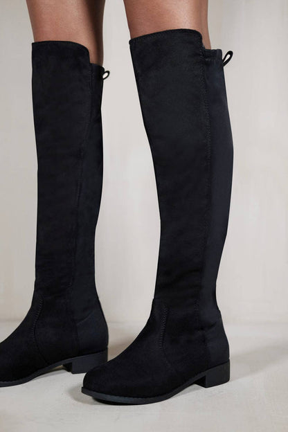 Falling For You|Over the Knee|Pull On| Riding Boots|Black|Faux Suede