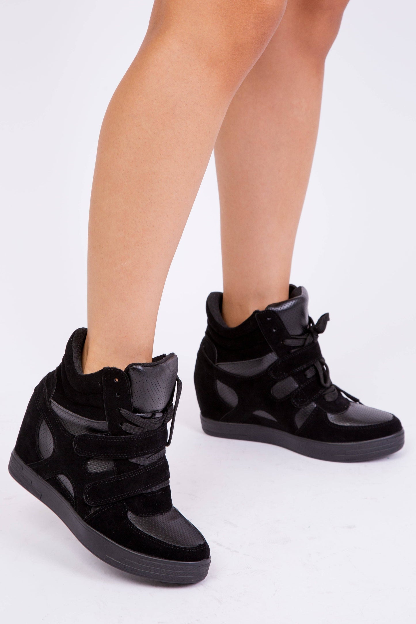 Priscilla|High Top|Wedge Sneakers|Black