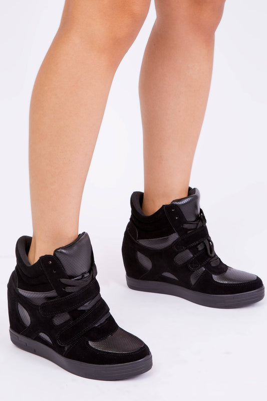 Priscilla|High Top|Wedge Sneakers|Black