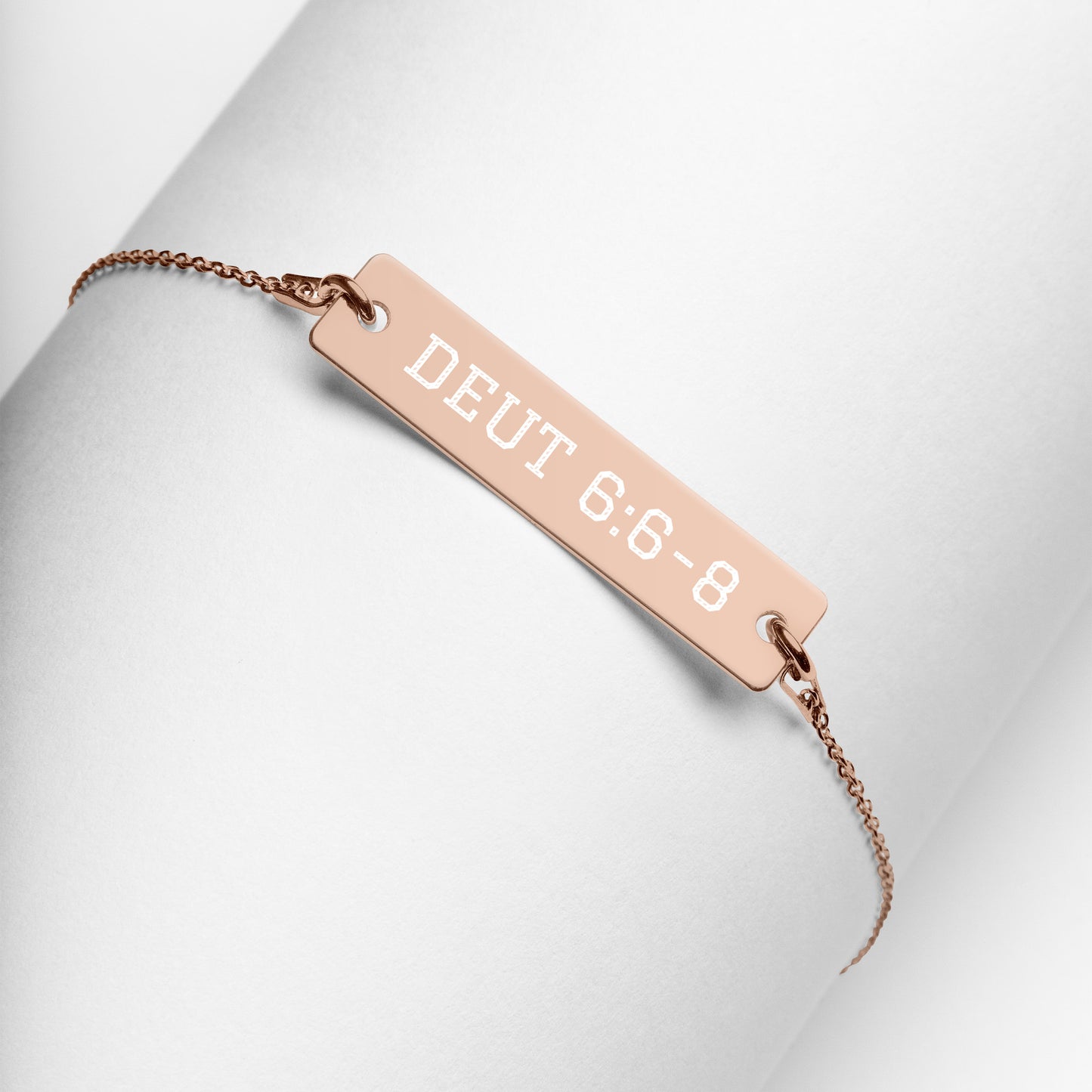 Deut 6:6-8 Engraved Bar Chain Bracelet
