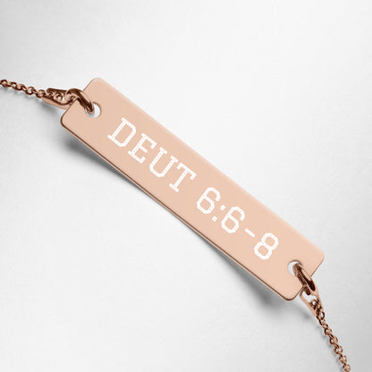 Deut 6:6-8 Engraved Bar Chain Bracelet