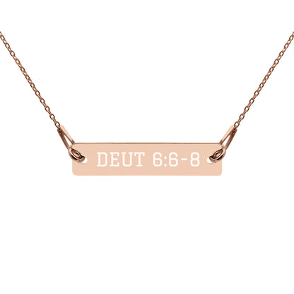 Deut 6:6-8 Engraved Bar Chain Necklace