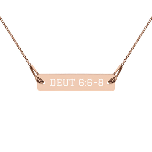 Deut 6:6-8 Engraved Bar Chain Necklace